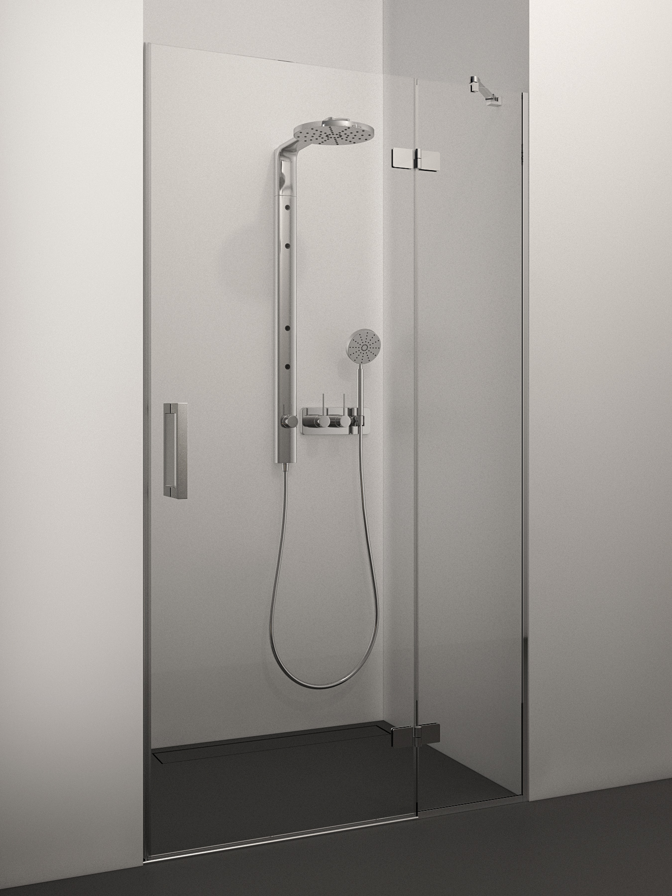 dušas durvis Adele Plus, 900 mm, h=2000, hroms/matēts balts stikls